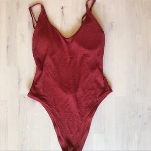 Aerie high cut ribbed cheeky one piece swimsuit small